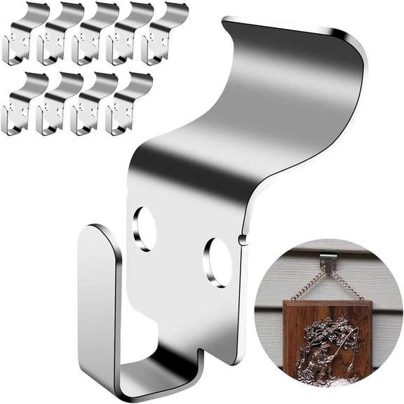 WLAGOOD Drill-Free Stainless Steel Clip Hooks,Compact Vinyl Wall Hooks with Rust Resistance,Sturdy Hanger for Indoor Organization and Outdoor Decoration