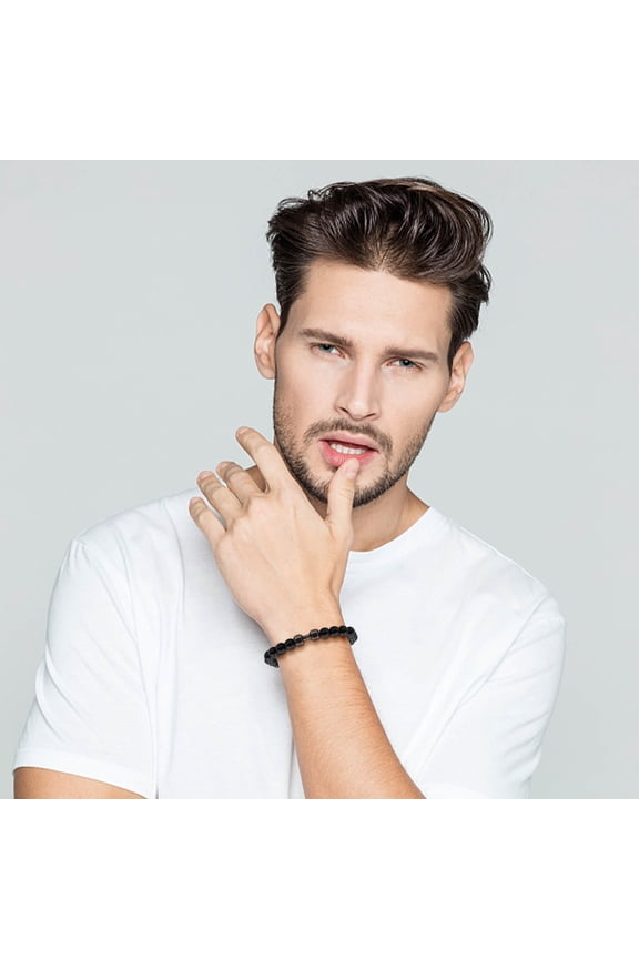 Dumbbell Bracelets,Black Dumbbell Bracelets For Men Women Natural Stone Dumbbell Beads Bracelets Set Gifts