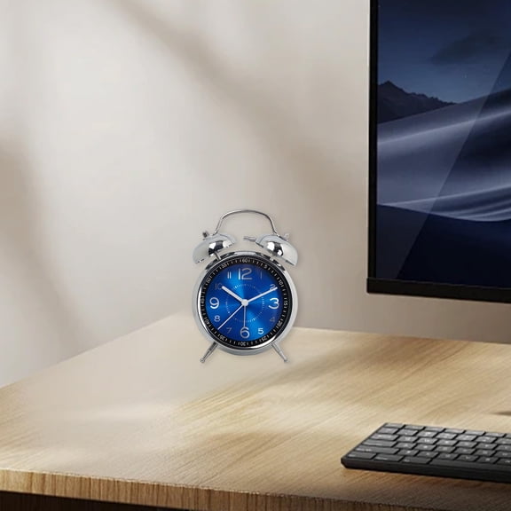 WLAGOOD Galvanized Metal Quartz Alarm Clock,Electroplated Wear-Resistant Shell,Built-in Timer & Soft Night Light,Classic Desk Clock for Bedroom,Home and Youngsters Daily Use -6.2×4.5×2.1 in