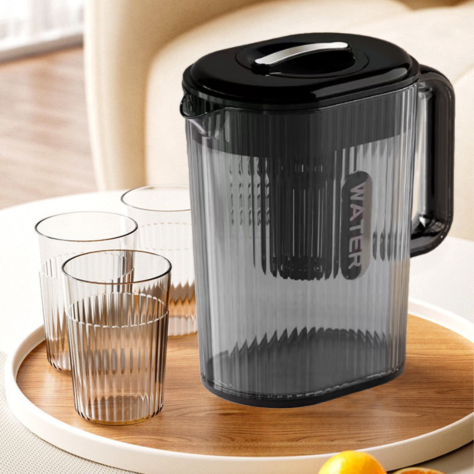 WLAGOOD Glass Pitcher with Lid - Jar Pitcher with Filter Lid, Wide Mouth Jar Leak-proof Water Jug, Heavy Duty Container for Water, Juice, Milk, Tea, Iced Coffee, and Drinks