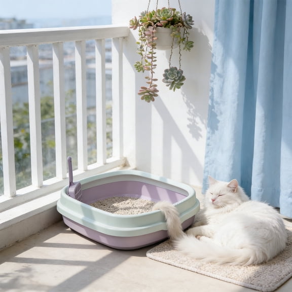 WLAGOOD High Sides Covered Cat Litter Box Semi-Enclosed Top Entry Odor Control Large Capacity Two-Layer Detachable Litter Box for Cats