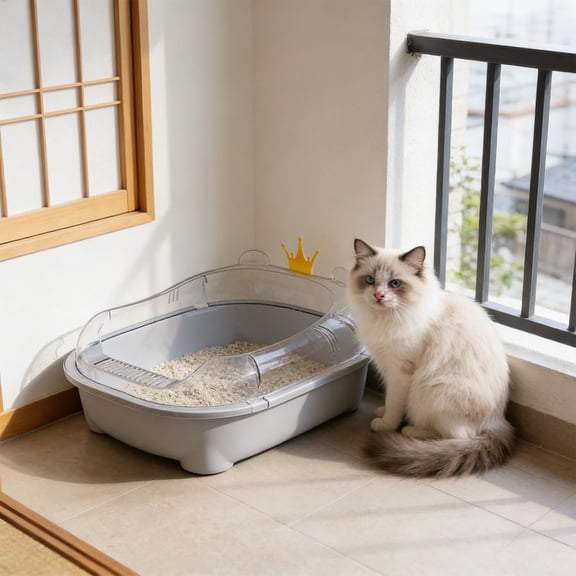 WLAGOOD High Sides Covered Cat Litter Box Semi-Enclosed Top Entry Odor Control Large Capacity Two-Layer Detachable Litter Box for Cats - 19.7×13.8×5.9in