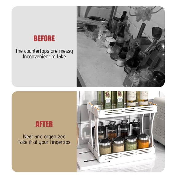 WLAGOOD Home on ClearanceRotating Storage Spice Rack 2 Tier Spice Rack Kitchen Organizer Spice Rack Expandable Kitchen Workbench Spice Rack Kitchen Storage Cabinet Skin Care Storage