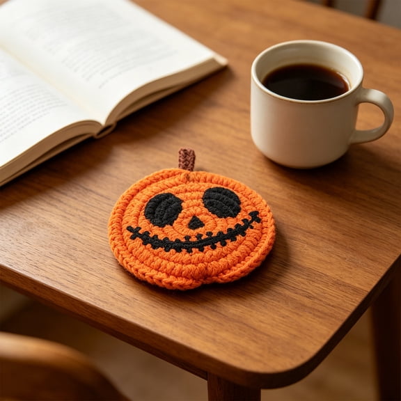 WLAGOOD Orange Cotton Rope Pumpkin Trivet,Heat Resistant Absorbent Non-Slip Woven Mat,Boho Style Decor for Kitchen,Dining Table and Housewarming Gifting
