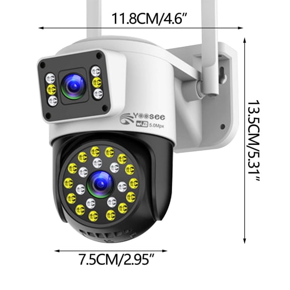 WLAGOOD Outdoor Wireless WiFi Surveillance Dome Camera Dual Lens Dual Screen 10X Zoom 360掳 PTZ Panoramic Monitoring Human Tracking Full Color Night Vision White Light Deterrent Alarm
