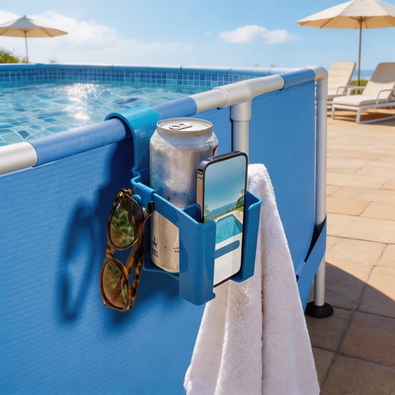 WLAGOOD Poolside Clip-On Cup Holder with Adjustable Clamp,Waterproof ...