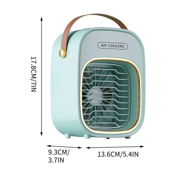 WLAGOOD Portable USB Rechargeable Mini Fan Desk Fan with Handle Mint Green Blue for Home office