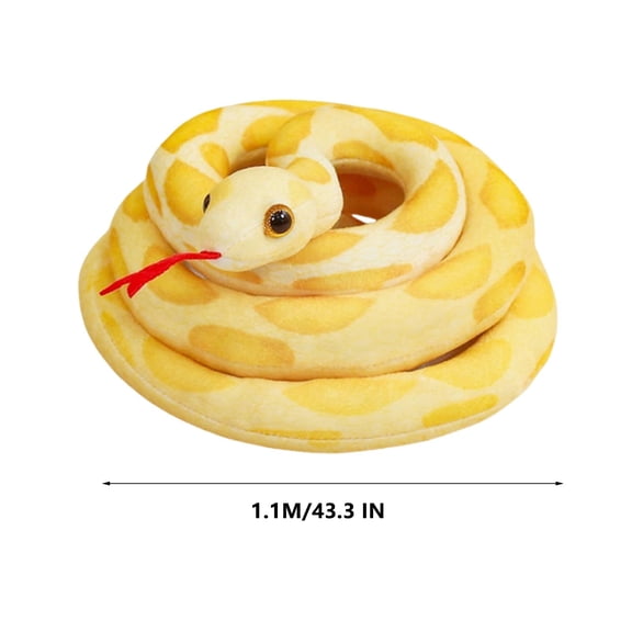 WLAGOOD Realistic Stuffed Snake Plush Toy with Lifelike Pattern and Red Tongue,Soft Long Body Throw Pillow for Home Decor,Parties,118.0 in