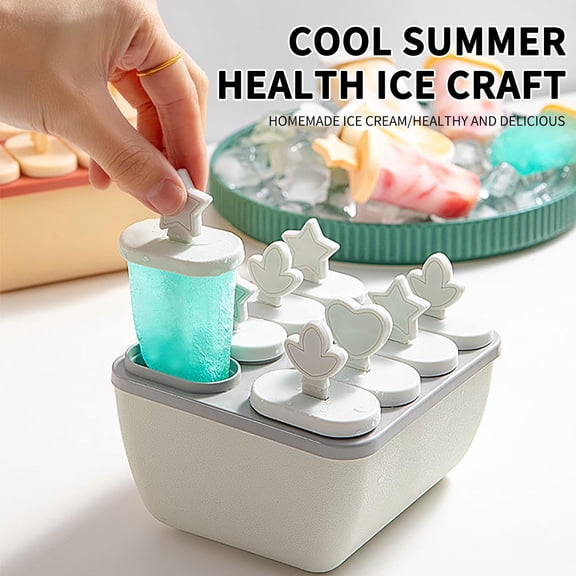 WLAGOOD Reusable 8-Cavity Popsicle Making Tool Food Grade PP BPA Free 60ml Capacity Drip Proof Ice Pop Mold for DIY Yogurt Juice Pudding Summer Desserts - 4.7x4.5x3.7in