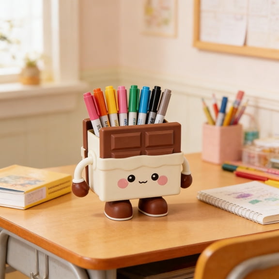 WLAGOOD Snack Shaped Plastic Desk Pen Holder,Multi-Color Decorative Storage Caddy with Movable Parts for Home Office Stationery & Makeup Tool Storage