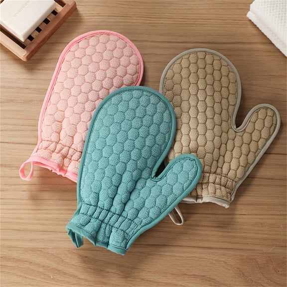 WLAGOOD Soft Towel Bath Gloves,Skin Friendly Reusable Body Scrub Glove with Hanging Rope,Tear Resistant Gentle Mud Removing Accessory for Daily Bathing