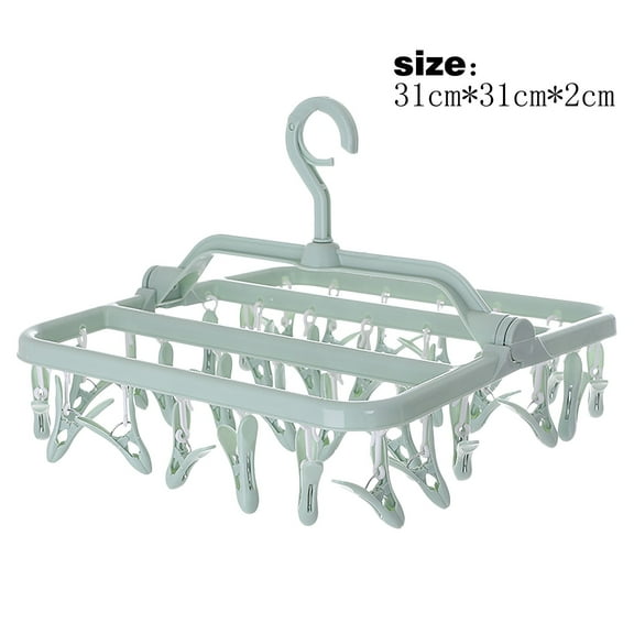 WLAGOOD Space-Saving Multi Clip Hanger Foldable 360° Rotating Windproof Plastic Clothespin for Socks Underwear Towels Drying Rack 12.6 in