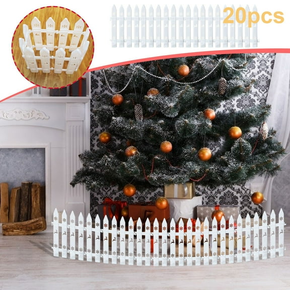 WLAGOOD White Plastic Fence Picket Fence,20PC Christmas Decorations Christmas Tree Fence Sharp Corner Plastic Decorative Fence