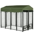 WLAIWLA Large PawHut Outdoor Dog Kennel with Rotating Bowl Holders Walk