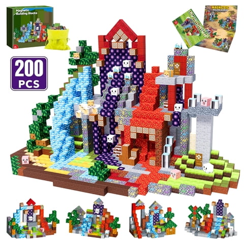 WLBES 200PCS Magnetic Blocks Cubes, Magnet Building Stacking Blocks, STEM Educational Magnet Toys for Boys Girls Age 3+, Ideal Birthday Holiday Gift for Kids