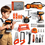 WLBES Kids Tool Set, Toddler Tool Kit with Toy Drill, Kids Tool Belt, Pretend Play Power Construction Tools Toys for 3-8 Year Old Boys Girls