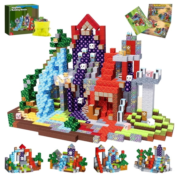 WLBES 200PCS Magnetic Blocks Cubes, Magnet Building Stacking Blocks, STEM Educational Magnet Toys for Boys Girls Age 3+, Ideal Birthday Holiday Gift for Kids