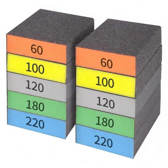 WLGJL 10 pack 60-220 Sanding Sponge, Washable and Reusable Handmade Sandpaper Block, for Wooden Drywall Sheetrock and Metal Glazing