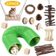 thumbnail image 1 of WLGJL 12 PCS Hamster Toys Set, Guinea Pig Toys Small Animal Chewing Toy and Rat Cage Accessories, Chinchillas, Gerbils, Rats, Rabbit Rodents Teeth Care, Mouse Toy Swing Seesaw Bridge, 1 of 7