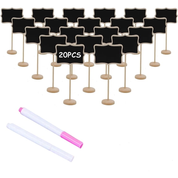 WLGJL 20PCS Wood Mini Chalkboard Sign, Food Labels for Party Buffet, Blackboard for Message Board Signs, Weddings Place Cards, Birthday Party