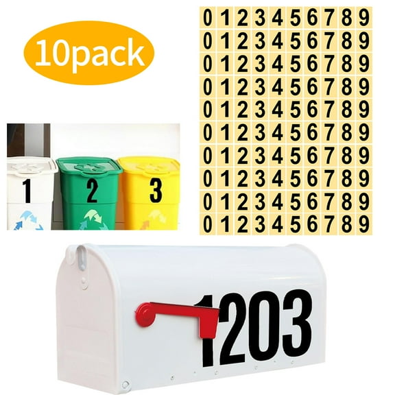 WLGJL 3 inch Reflective Mailbox Numbers for Outside, 10 Sets Number Stickers with Sticky Tabs, Pre-cut for Effortless Align, Strong Self Adhesive Vinyl House Numbers for mailbox, Black
