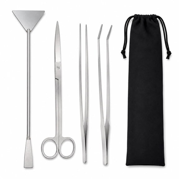 WLGJL Aquascape Tools, Long Stainless Steel Aquarium Plant Tools Aquarium Tweezers Scissors Spatula Tool Set Bonsai Kit Algae Scrapers Aquarium Cleaning Kit for Fish Tank Starter kit
