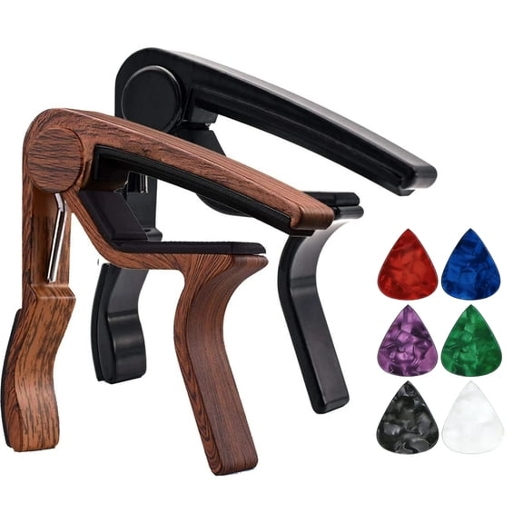 WLGJL Guitar Capo for Acoustic and Electric Guitar Accessories 2 pack, Six guitar picks and one pick case