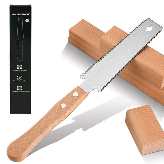 WLGJL Japanese Hand Saw 6 Inch Double Edge Sided Pull Saw  Flexible Blade 11/17 TPI Flush Cut Beech Handle Wood Saw for Woodworking Tools, Sharp & Lightweight for Woodworking