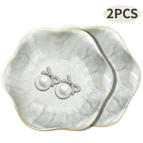 WLGJL Jewelry Dish Tray, Ring Dish, Ceramic Trinket Tray, Key Bowl, Decorative Plate, for Friends Sisters Daughter Mother (Milky White)