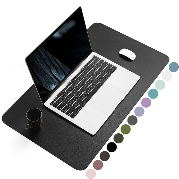 WLGJL Non-Slip Leather Desk Pad, Waterproof Laptop Computer Desk Keyboard Mat, Table Protector Blotter Mat, Large Mouse Pad for Office/Work/Home/Decor(Black, 23.6" x 13.7")