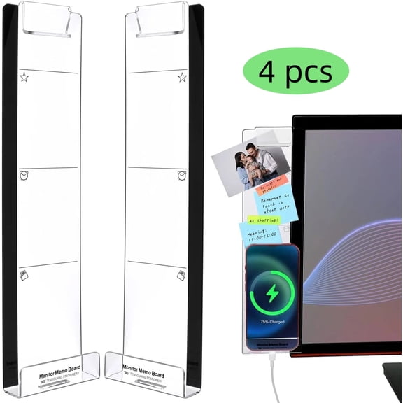 WLGJL Office Desk Accessories 4pcs Computer Monitor Memo Board Message Board Supplies for Women Men Sticky Note Holder Home Desktop Decor， It can hold a mobile phone.