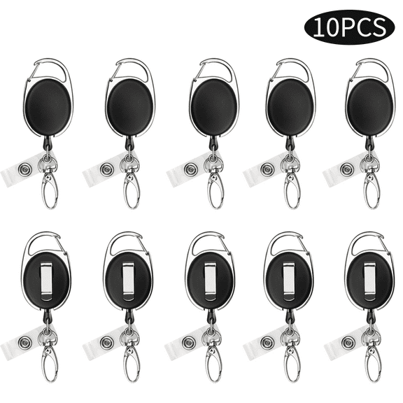 WLGJL Retractable Badge Reel with Claw Clasp and Clip for Id Card Holders (10Pack)