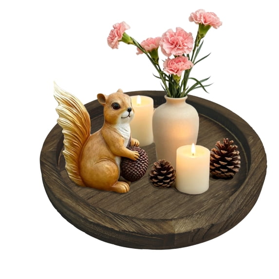 WLGJL Candle Plate Holder Tray: Round White Wood Decorative Tray Decor - Rustic Farmhouse Coffee Table Decor - Tealight Pillar Trays for Home Decor （Distressed）