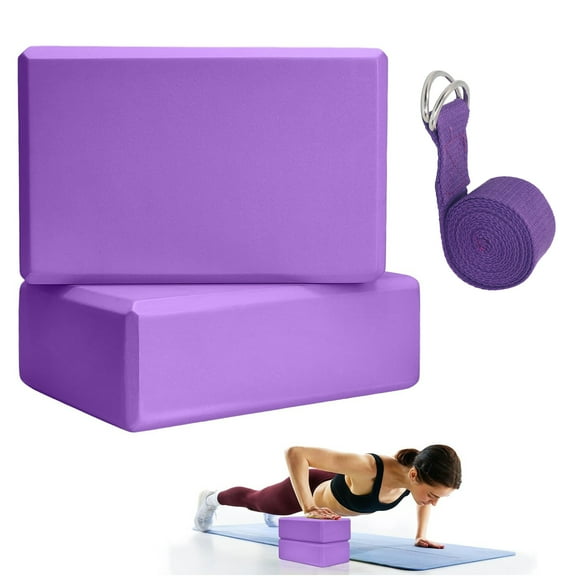 WLGJL Yoga Block - Supportive Latex-Free Eva Foam - Soft Non-Slip Surface with Beveled Edges for Yoga, Pilates, Meditation - Yoga Accessories for Stability, Balance, Deepen Stretches, 2 Pack (Purple)