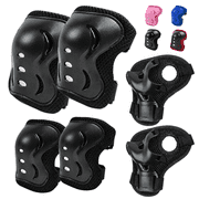 WLGJL kids Safety Protective Gear Set for Ages 6-15 Years, Adjustable Knee Pads, Elbow Pads, Wrist Guards for Boys Girls Youth Skateboard, Roller Skating, Scooter, Cycling，Black