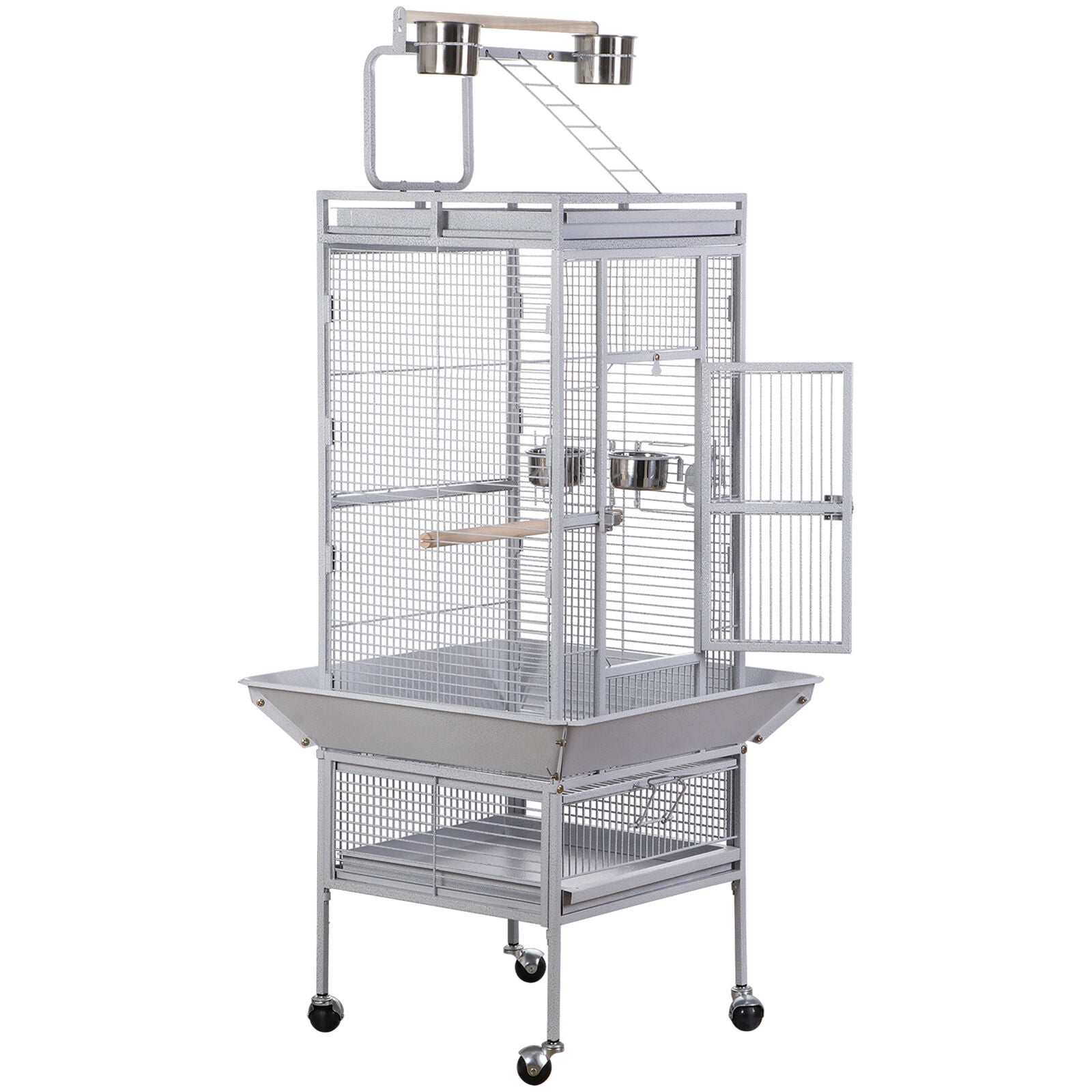 Image showcasing WLGSG 61-inch Playtop Wrought Iron Large Parrot Bird Cages with Rolling ...