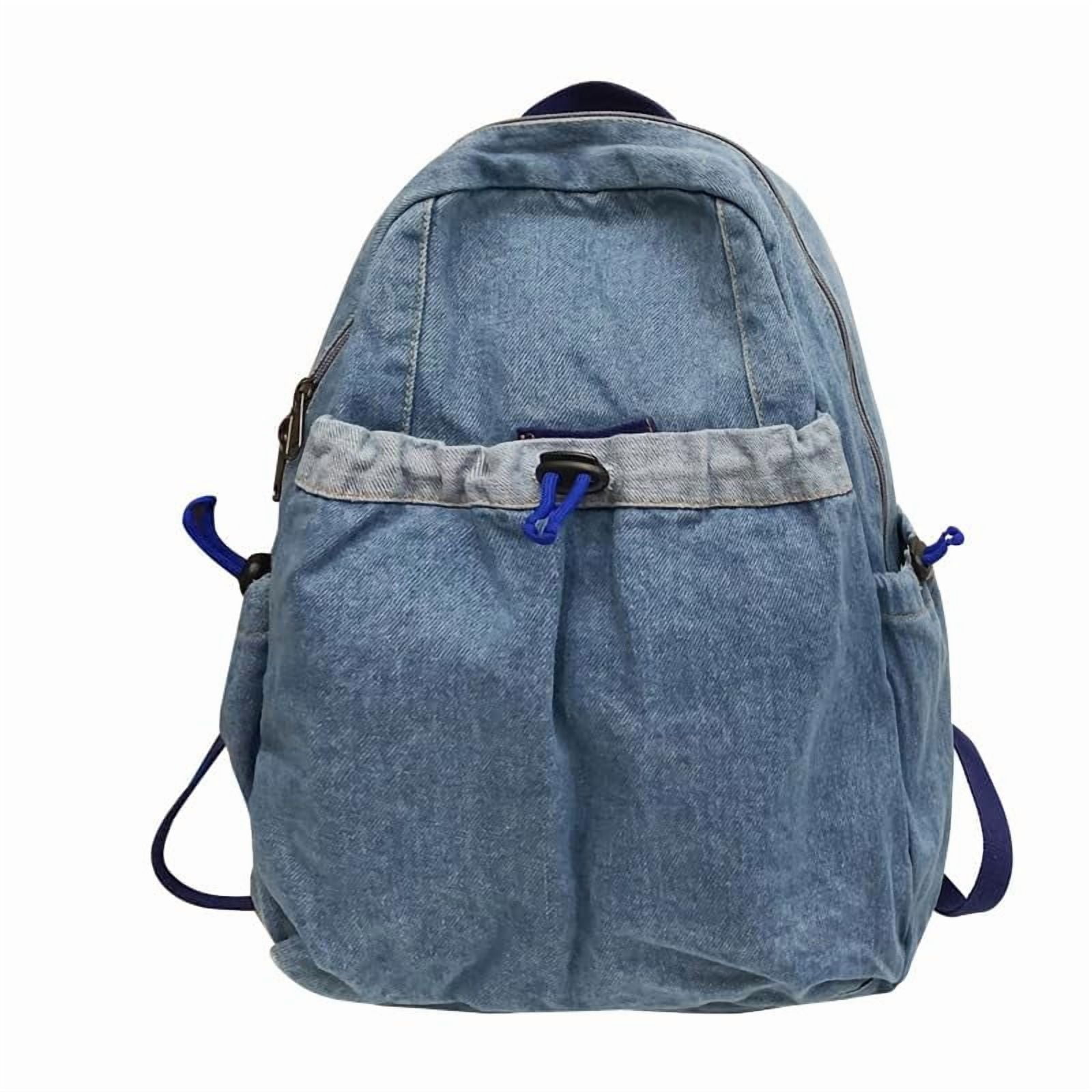 WLH Cute Denim Backpack for Women Men Fashion Canvas Shoulder Bag