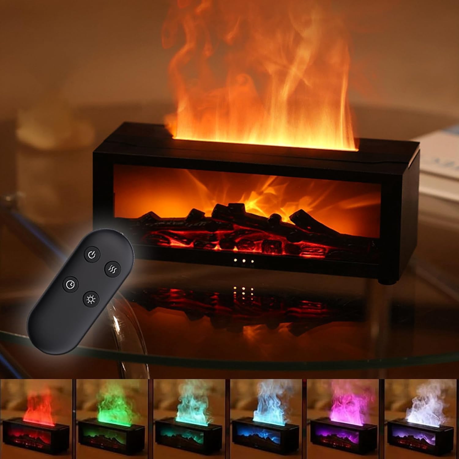 WLH Fireplace Mist Humidifier Diffuser,Simulation Flame Fireplace ...