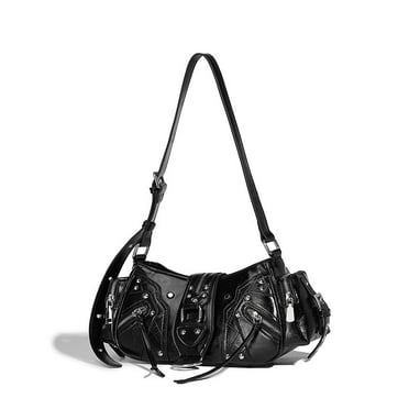 WLH定制 Shoulder Bags for Women, Leather Women's Handbag Aesthetic Clutch  Underarm Hobo Punk Trendy Ladies Purse (