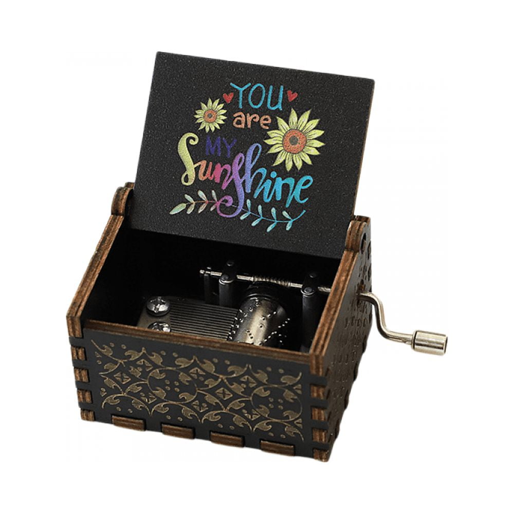 WLHONG TOYSMusic Box Wooden Hand Crank Music Box Creative Carved