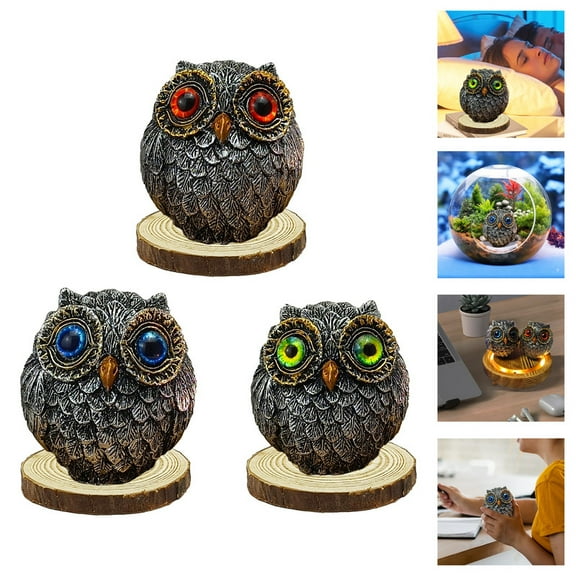 WLHYHH Lucky Owl Guardian Figurines - 3 Brothers Miniature Resin Ornaments