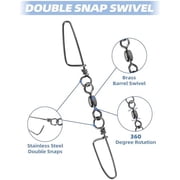 WLIKKS 10pcs Double Snap Swivels 75lbs, 135lbs, 200lbs, 300lbs Stainless Steel Coastlock Fishing Snap Swivel High Strength Saltwater Fishing Tackle Connector