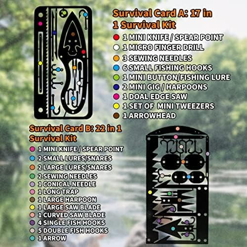 WLIKKS 12 Pcs Survival Multitool Card Emergency Camping Tool EDC Kit in Your Wallet Outdoor Hunting Fishing Hiking Gear
