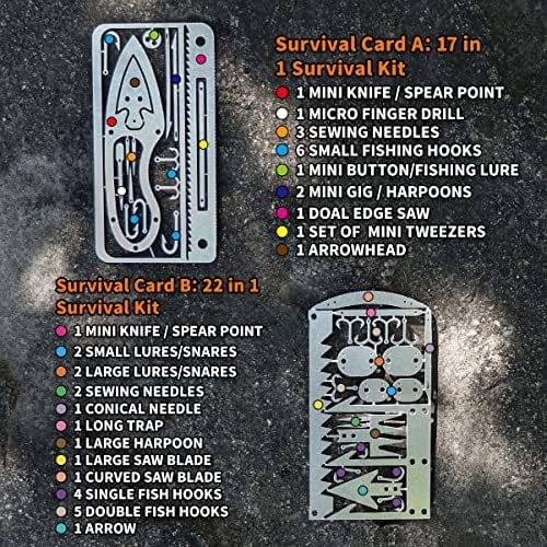WLIKKS 12 Pcs Survival Multitool Card Emergency Camping Tool EDC Kit in Your Wallet Outdoor Hunting Fishing Hiking Gear