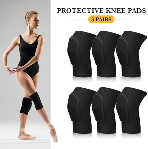 WLIKKS 3 Pairs Dance Knee Pads Women Protective Non-Slip Knee Pads for Yoga Cheerleading Pole Floor Dance Volleyball