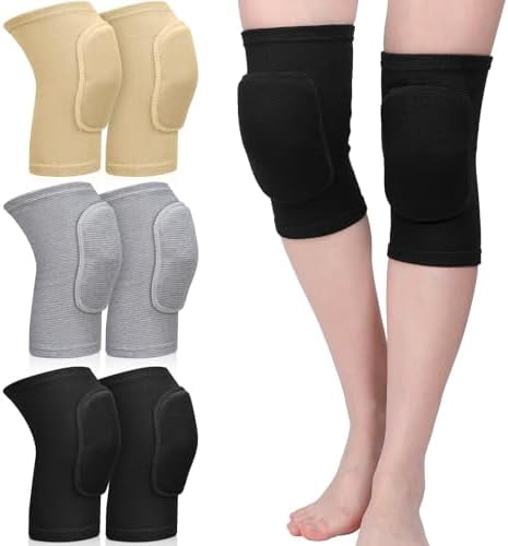 WLIKKS 3 Pairs Dance Knee Pads Women Protective Non-Slip Knee Pads for Yoga Cheerleading Pole Floor Dance Volleyball