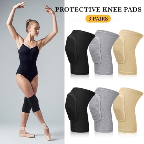 WLIKKS 3 Pairs Dance Knee Pads Women Protective Non-Slip Knee Pads for Yoga Cheerleading Pole Floor Dance Volleyball