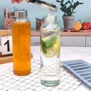 WLIKKS Glass Juice Bottle with Lids,16oz Juicing Bottles Reusable, Clear Glass Water Bottles 16 oz with Stainless Steel Airtight Cap,Juice Beverage Container, Leak Proof Set of 8