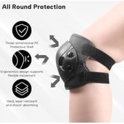 WLIKKS Kids and Youth Knee Elbow Wrist Guards Protective Gear Set for Skateboarding, Roller Skating, Inline Skating, Scooter Riding, BMX Biking Black, Medium