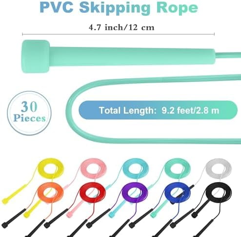 WLIKKS PVC Skipping Rope Adjustable Jump Rope for Kids Multicolor Jump Rope Bulk with Plastic Handles Lightweight for Outdoor Fitness Exercise and Weight Loss, Training and Racing